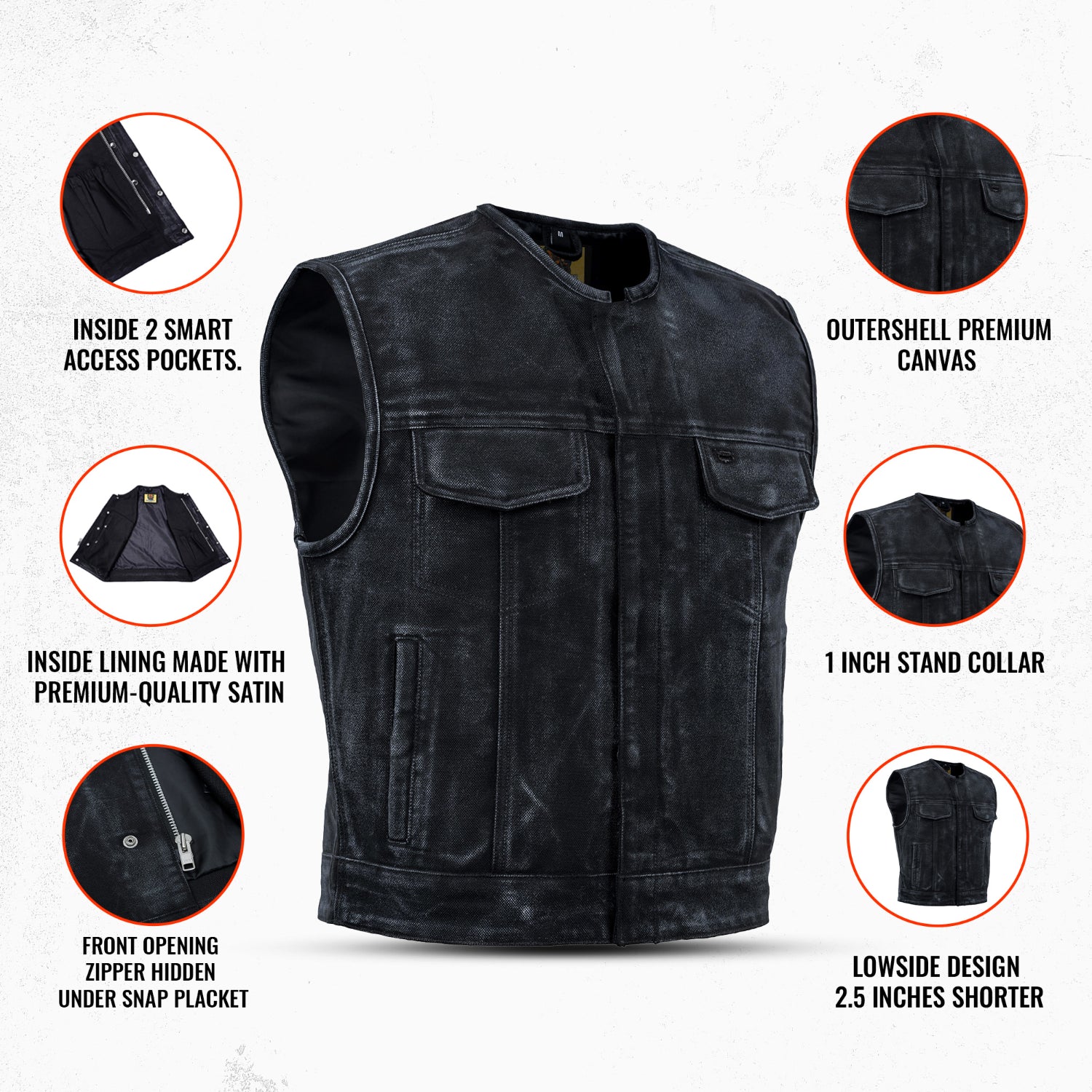 Desert Drifter Summer Spark Lowcut Men's Canvas Motorcycle Vest