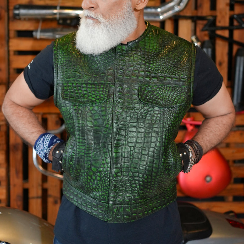 Gator Glint Men’s Lowcut Motorcycle Leather Vest