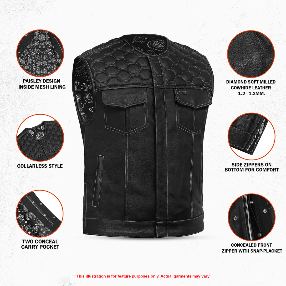 Gravel - Men’s Motorcycle Leather Vest