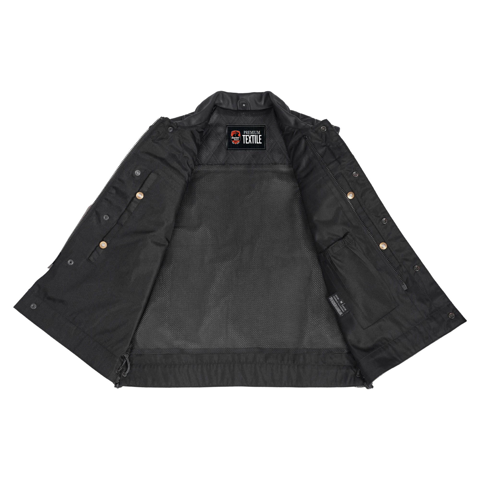 Gray Gunner™ Men’s Denim Motorcycle Vest - Leather Edition