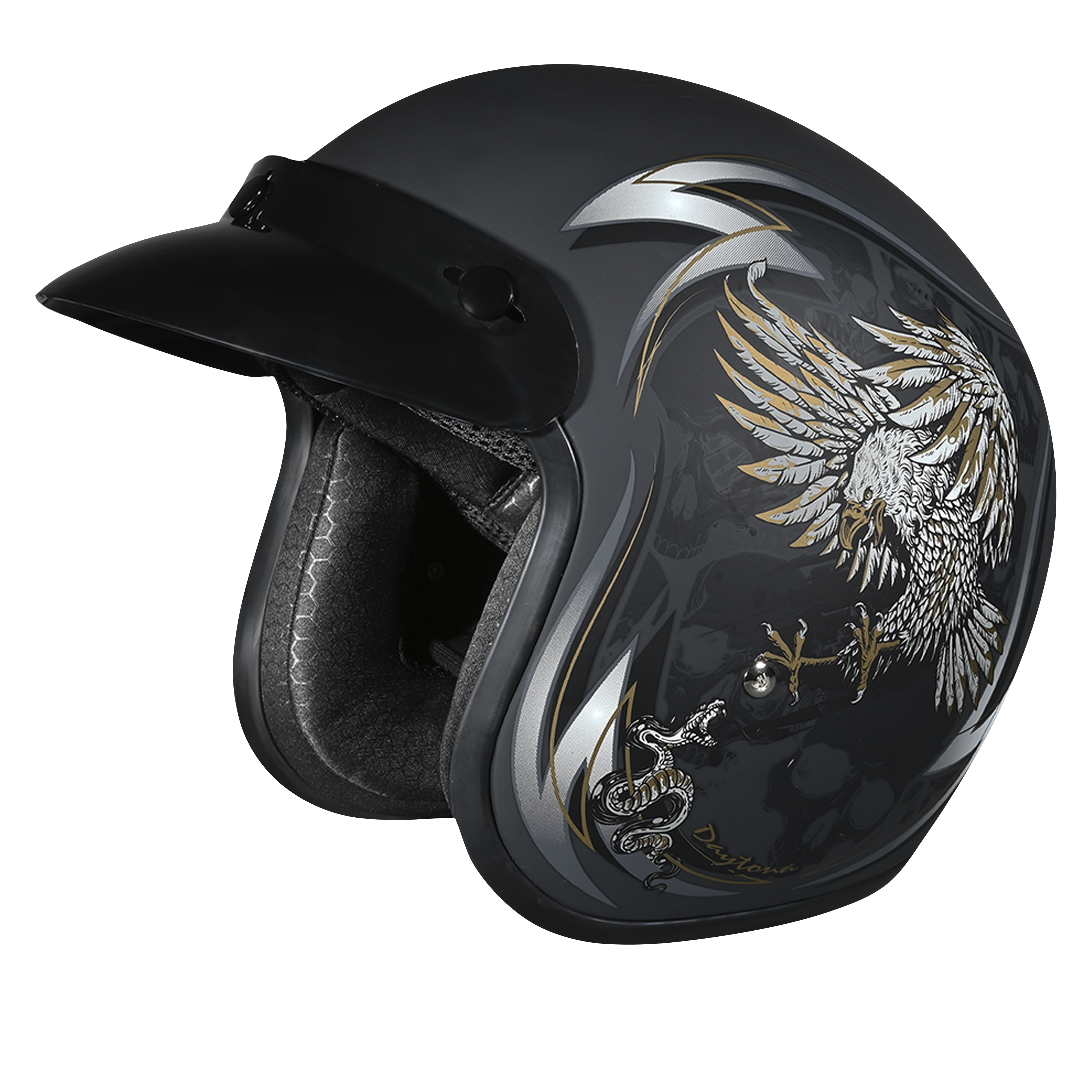 DOT Approved Daytona Cruiser Open Face Motorcycle Helmet - Men, Women & Youth - With Visor & Graphics