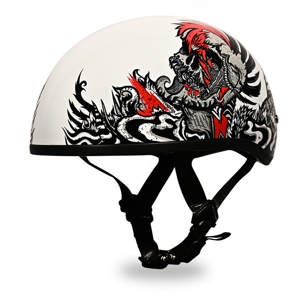 Daytona Motorcycle Half Face Helmet - Skull Cap Graphics - Rockin' Reaper | DOT Approved
