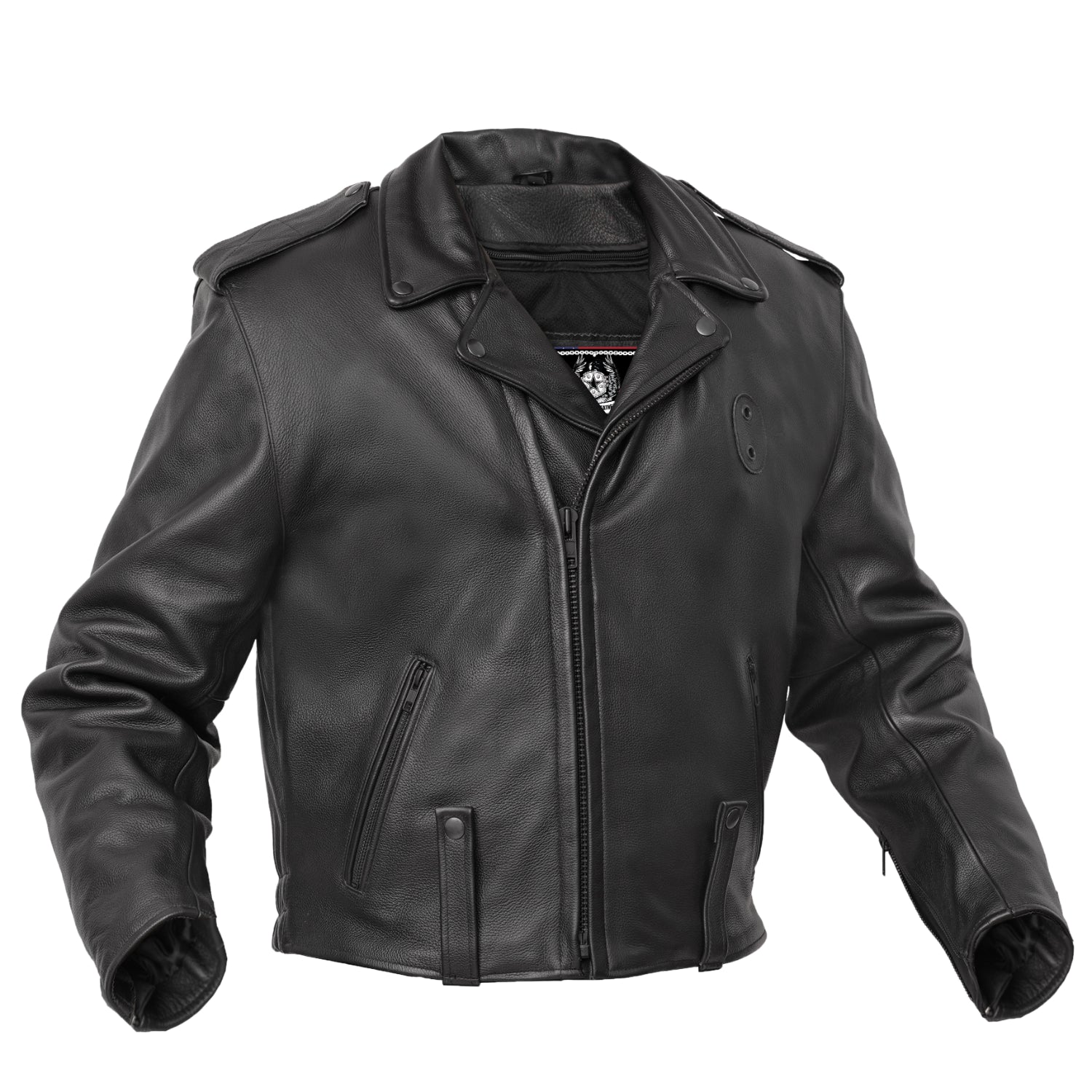 【nmtc+】　line leather jacket ブラック A-Line Zip Front Leather Jacket | Avenue