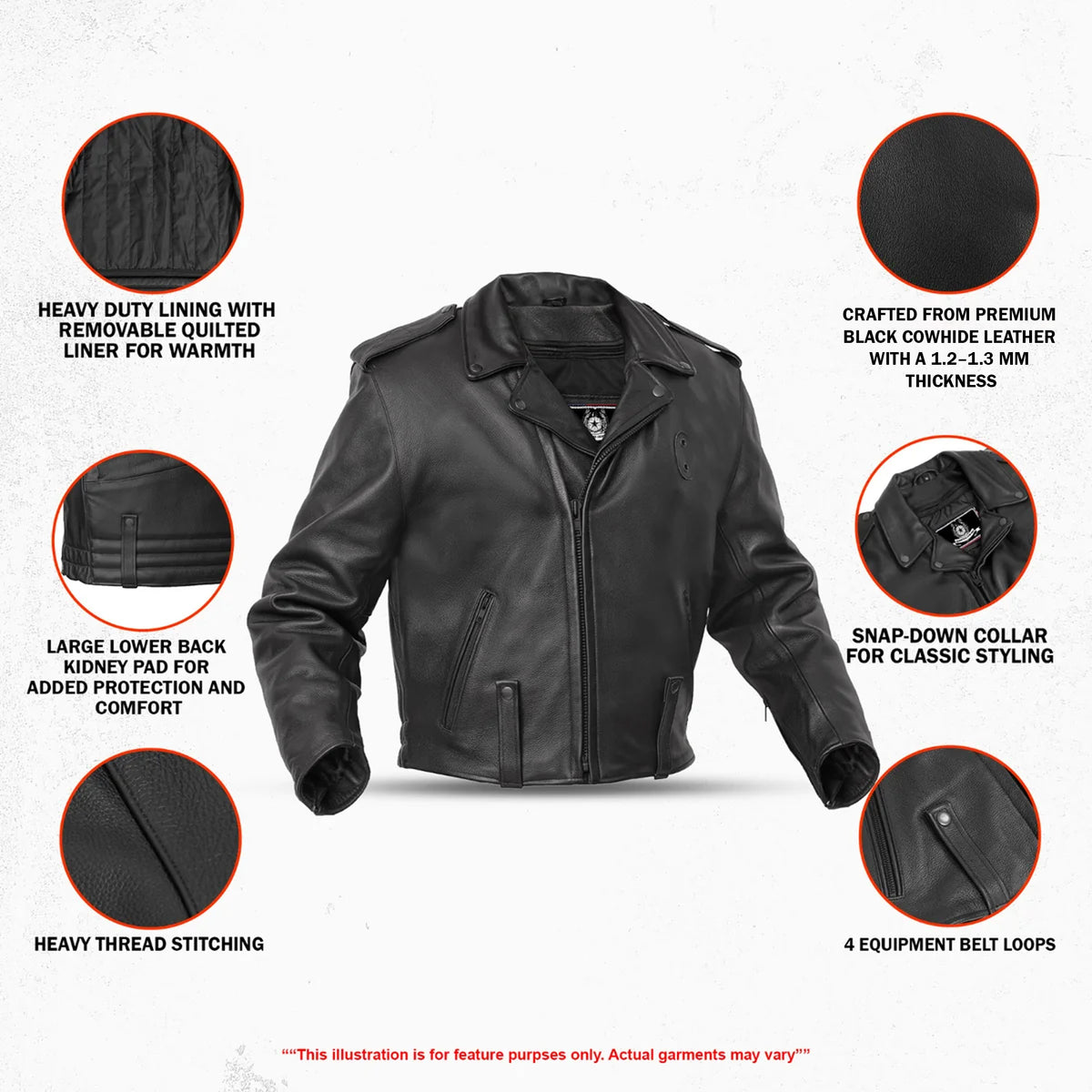 Law Line™ Men’s Leather Motorcycle Jacket