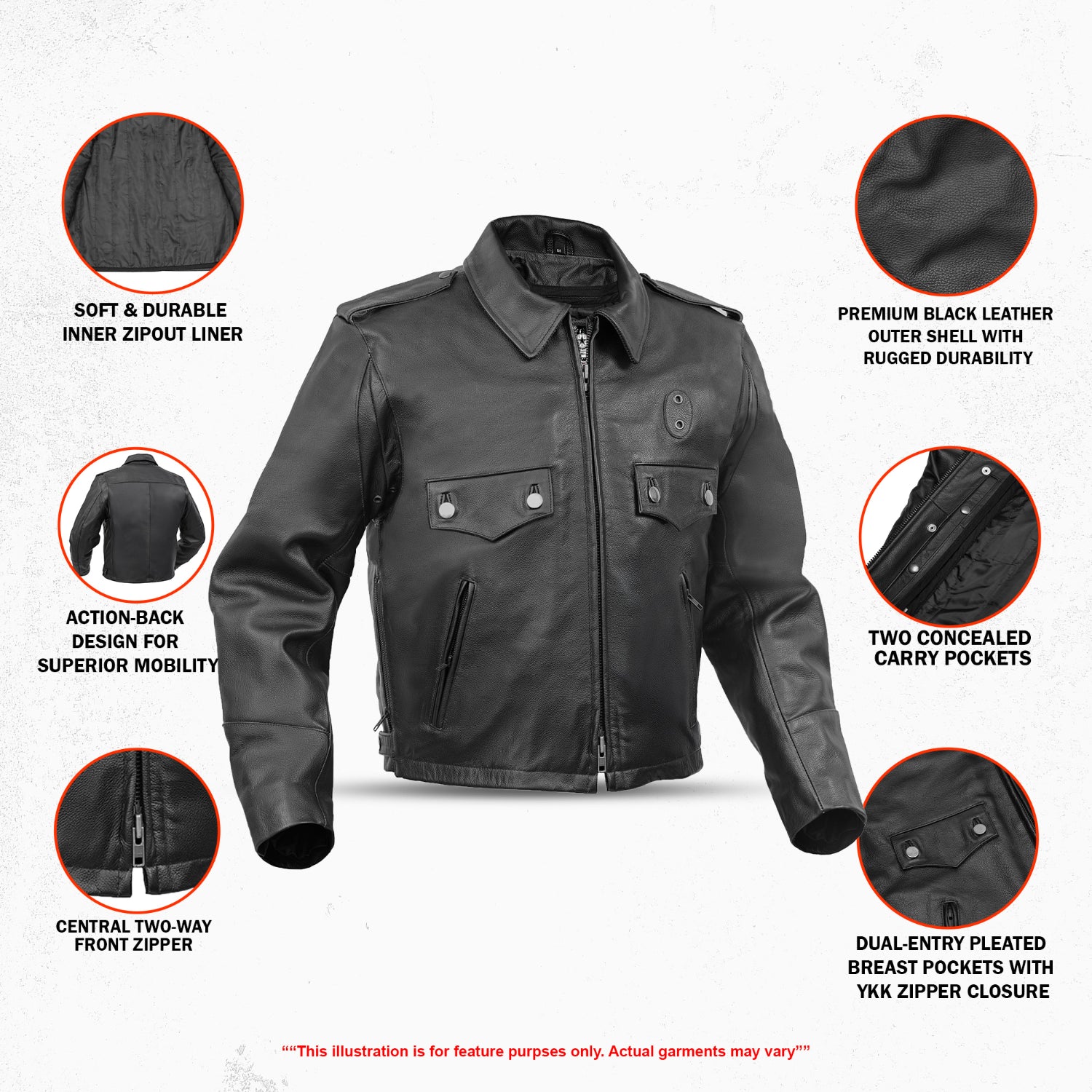 Line Hard™ Men’s Leather Motorcycle Jacket