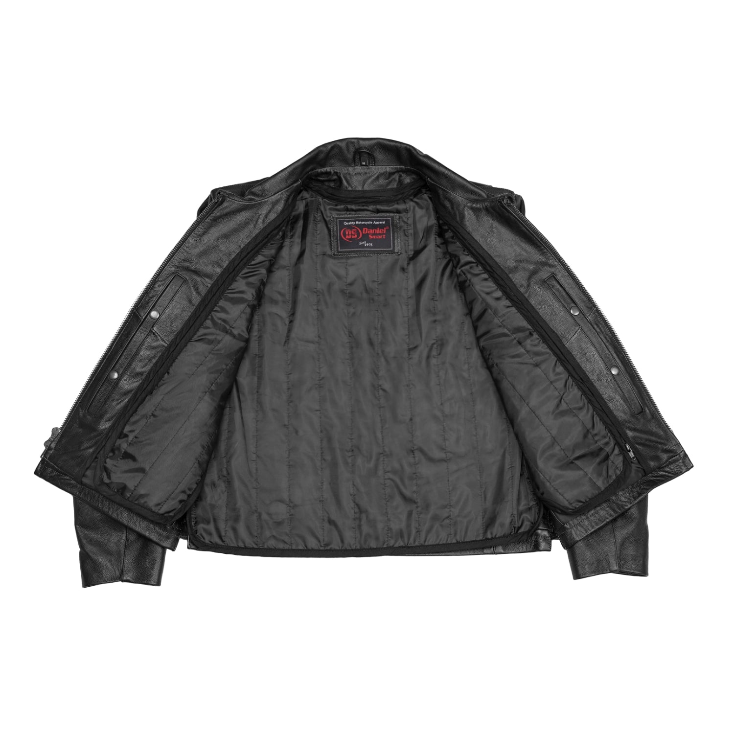 Line Hard Men’s Leather Motorcycle Jacket