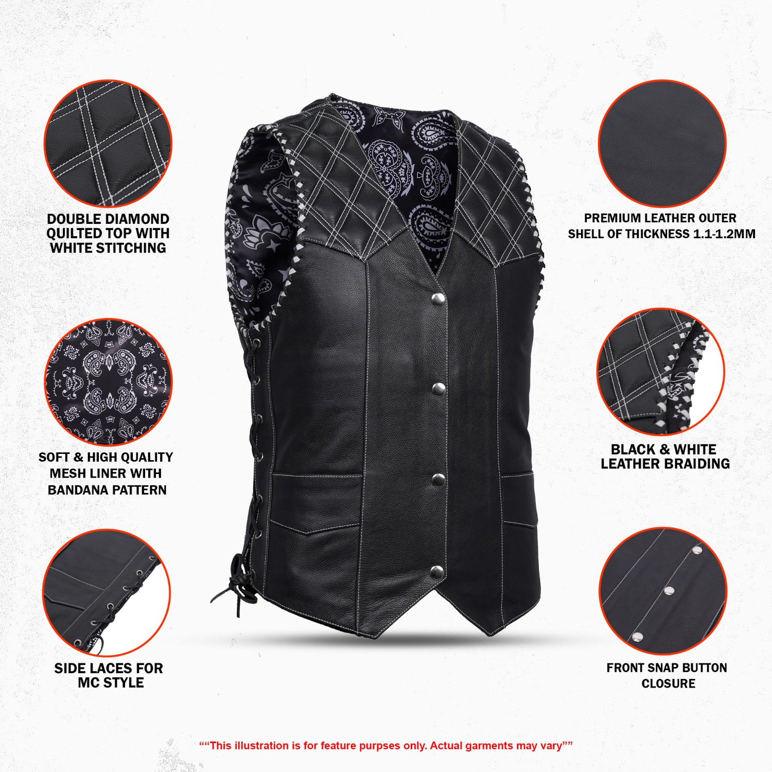 Midnight Thread Men’s Leather Motorcycle Vest