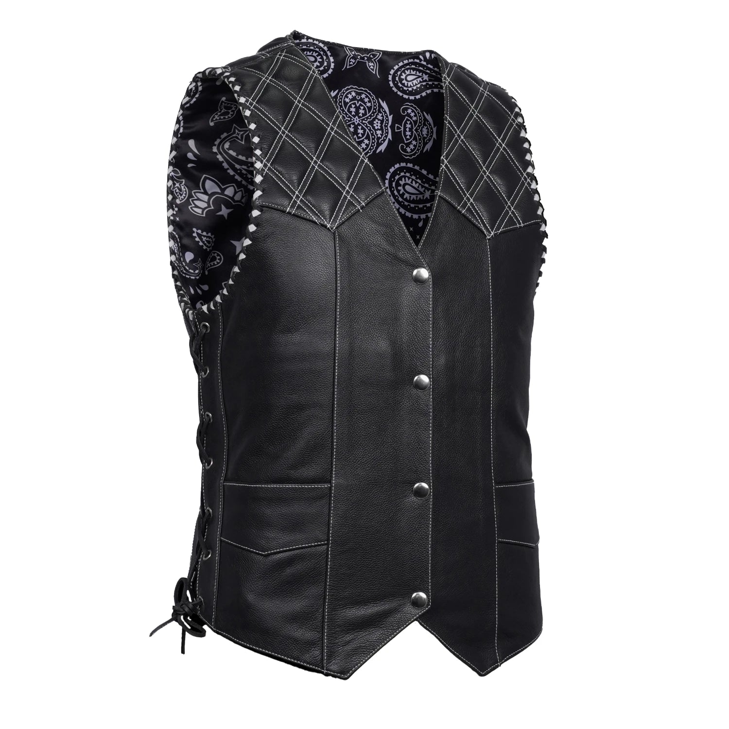 Midnight Thread Men’s Leather Motorcycle Vest
