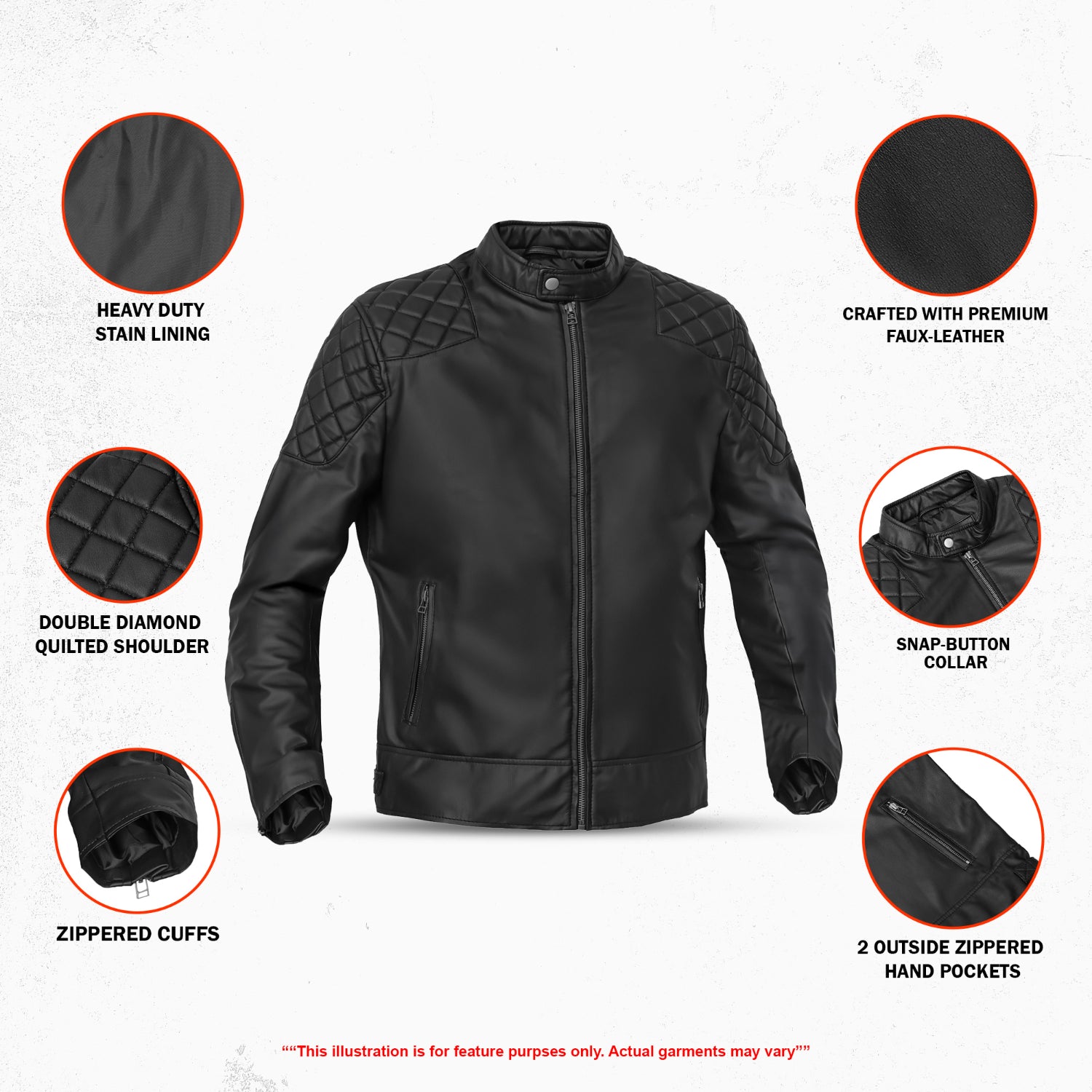 Morvex Men’s Faux Leather Motorcycle Jacket