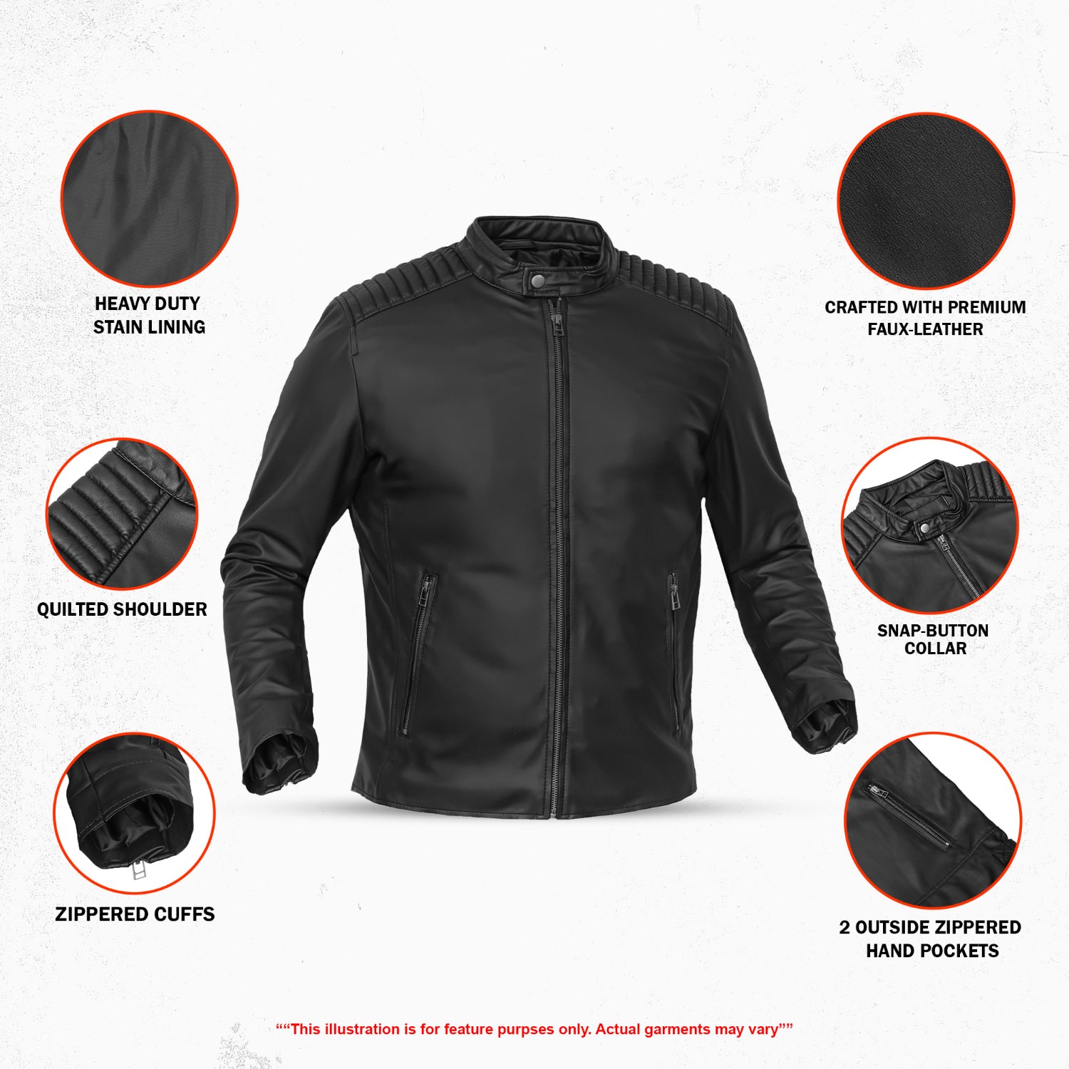 Nyrox Men’s Faux Leather Motorcycle Jacket
