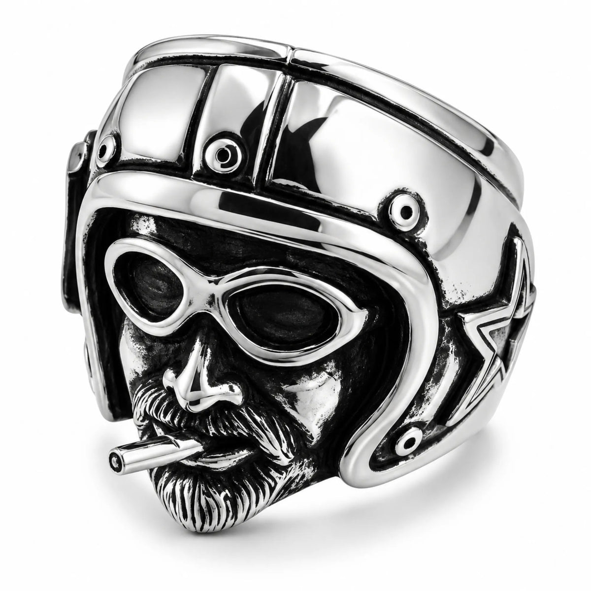 Stainless Steel Ride Pilot Biker Ring