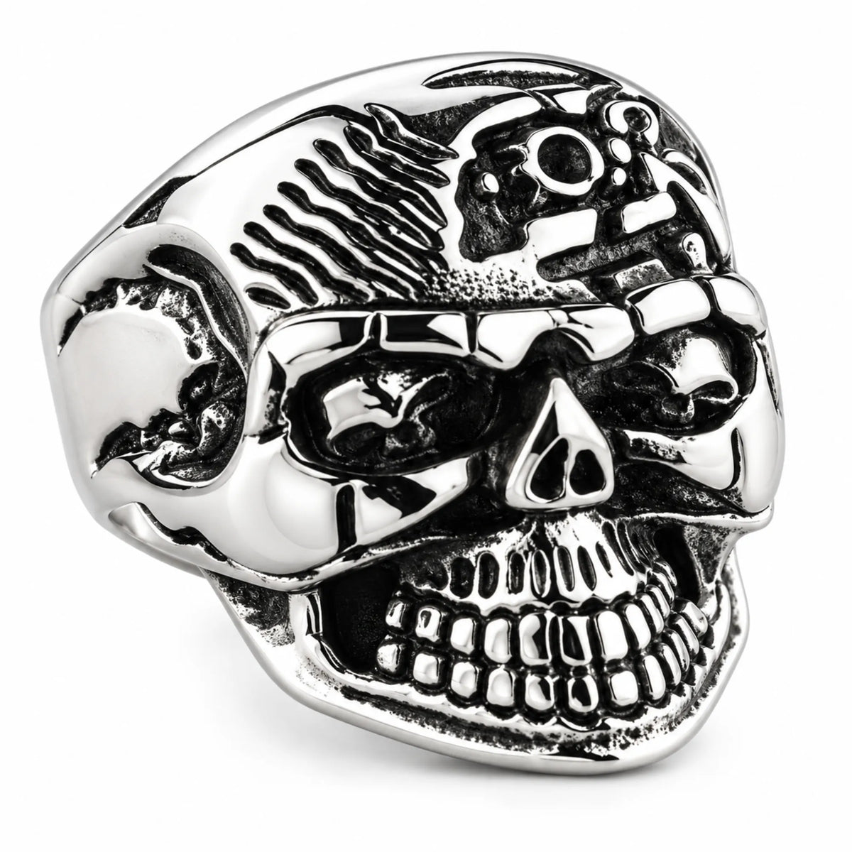 Stainless Steel Super Face Biker Ring