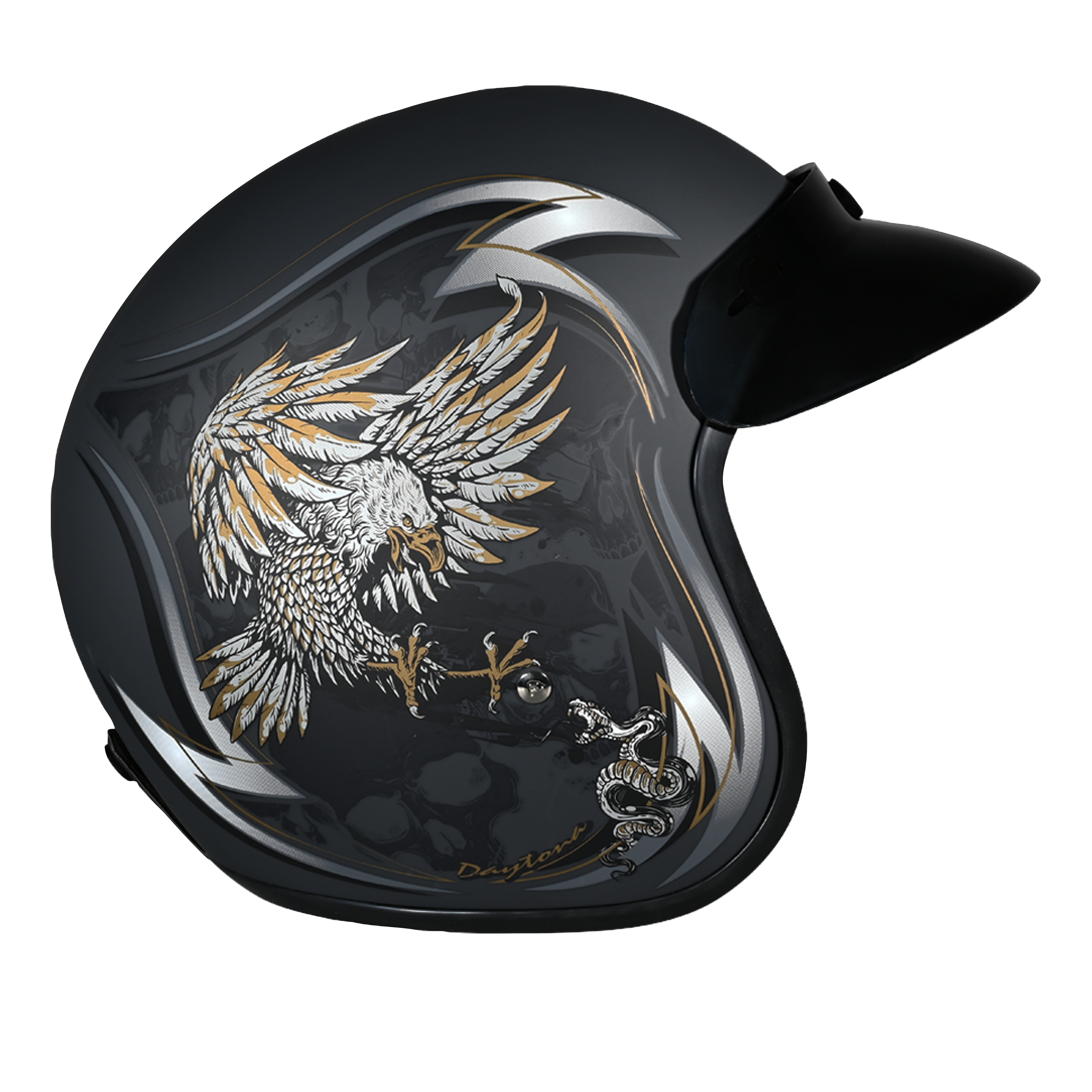DOT Approved Daytona Cruiser Open Face Motorcycle Helmet - Men, Women & Youth - With Visor & Graphics - W/ Wild Soul