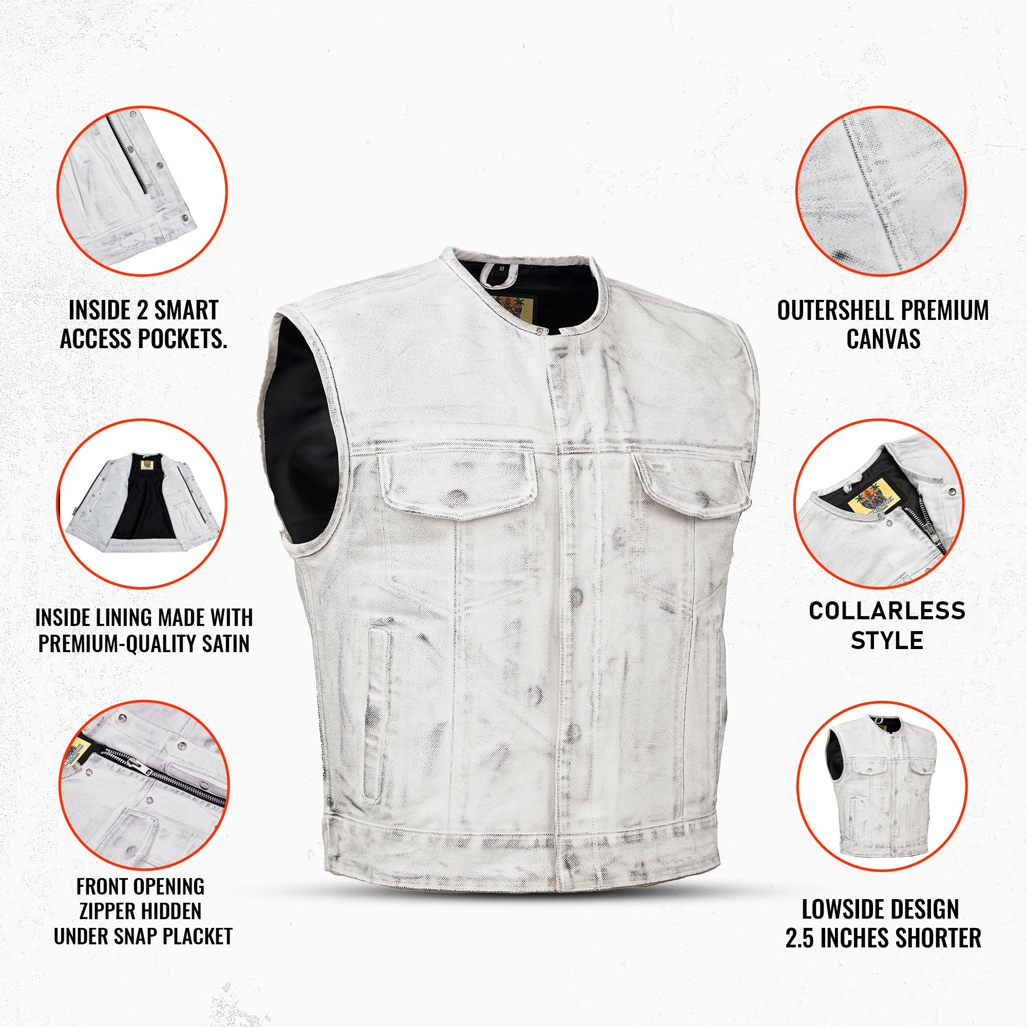 Desert Drifter™ Summer Spark Lowcut Men's Canvas Motorcycle Vest
