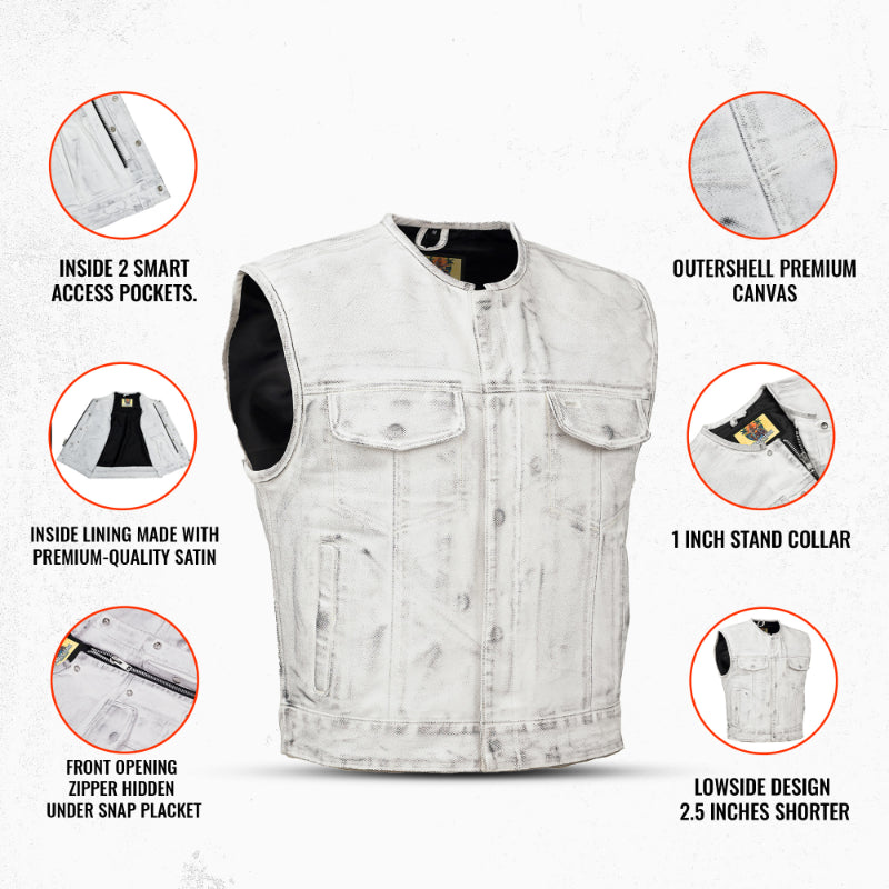 Desert Drifter Summer Spark Lowcut Men's Canvas Motorcycle Vest