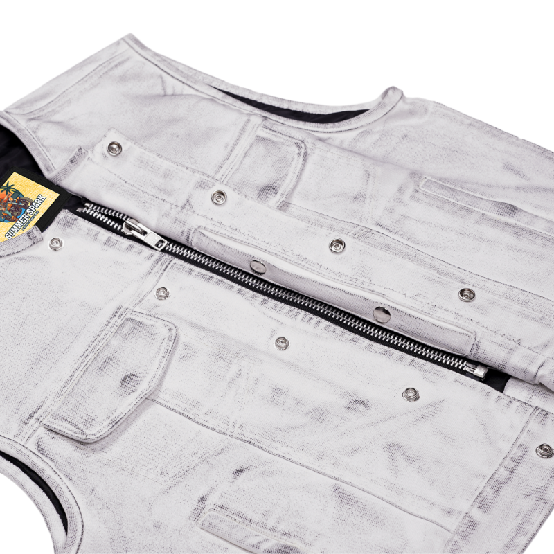 Desert Drifter Summer Spark Lowcut Men's Canvas Motorcycle Vest