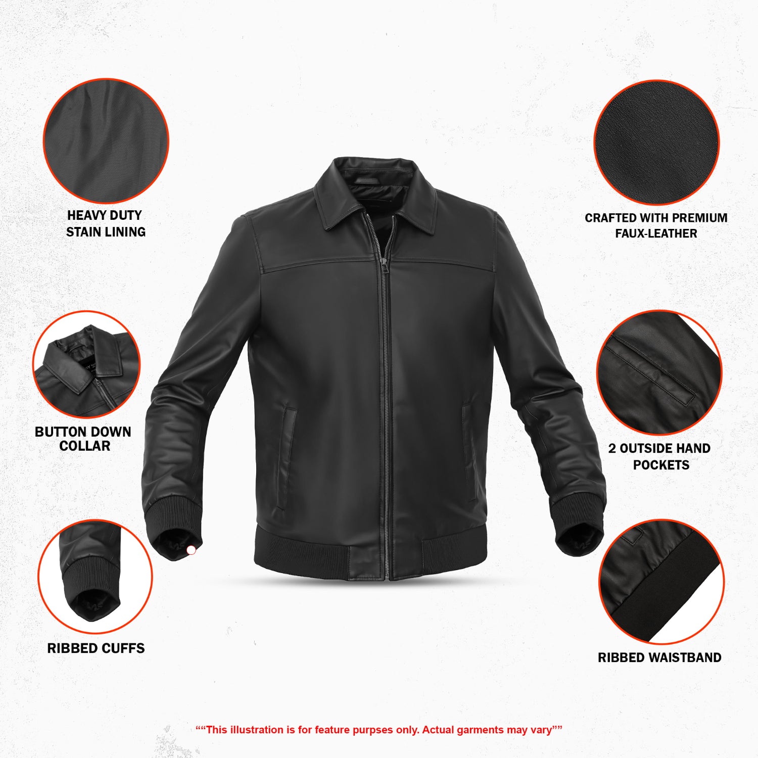 Ravven Men’s Faux Leather Motorcycle Jacket