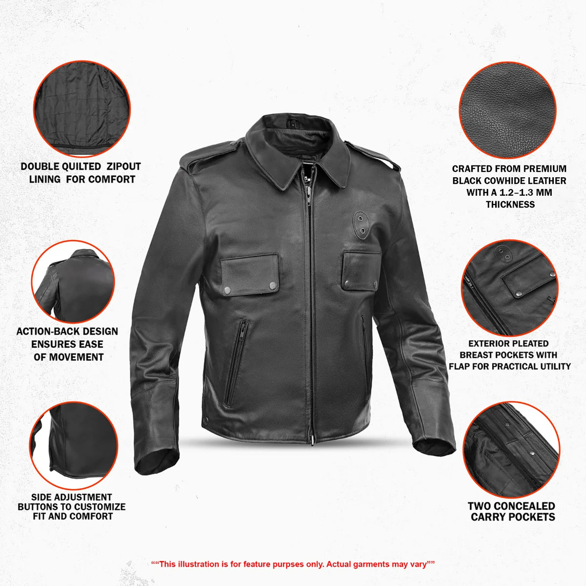 Raw Cope™ Men’s Leather Motorcycle Jacket