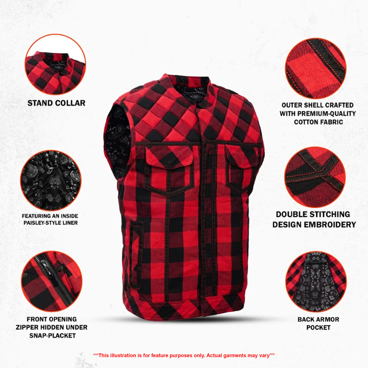 Fire Storm Flannel Motorcycle Textile Vest