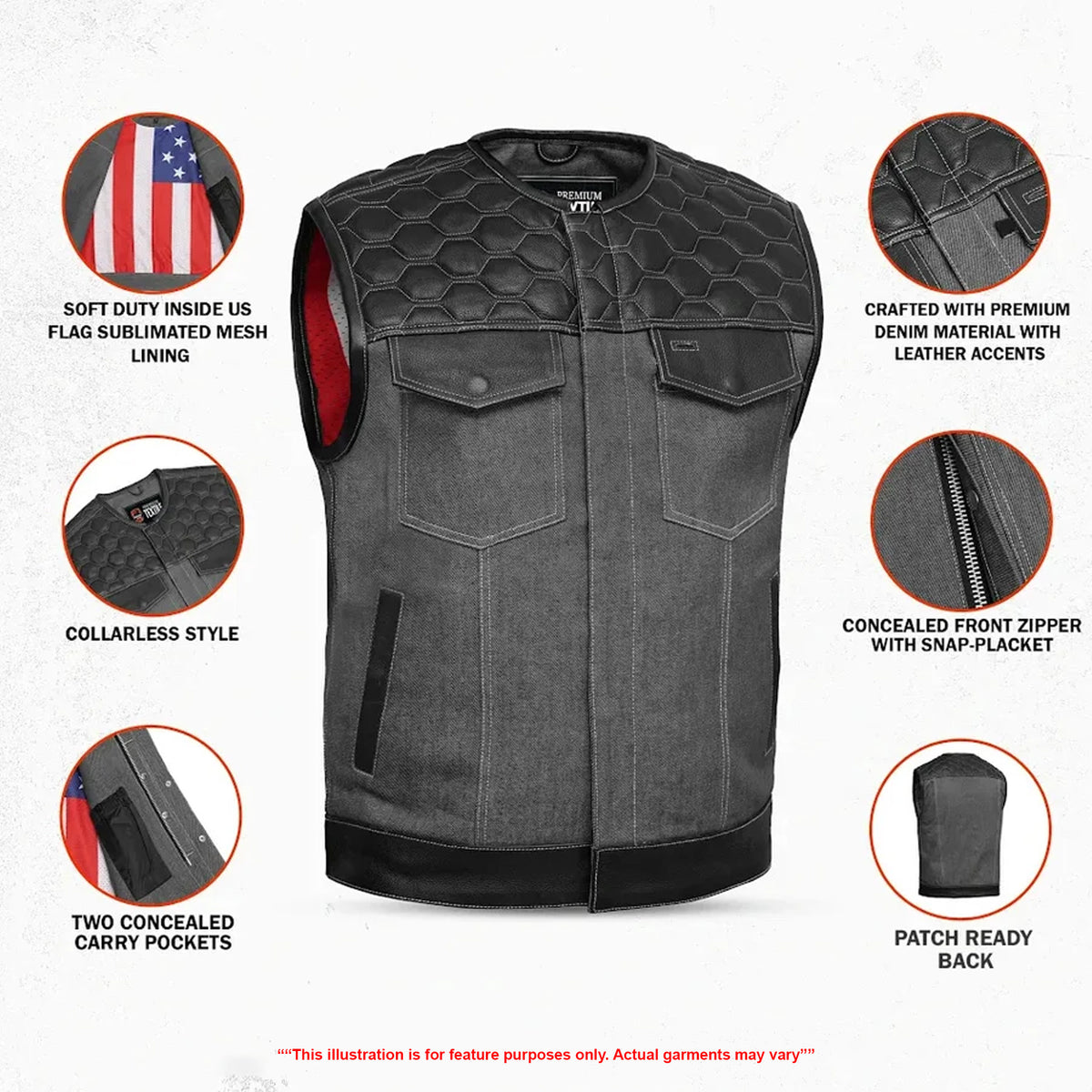 Road House - Men’s Denim Motorcycle Vest