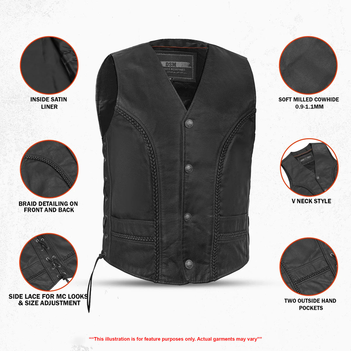 Rustler™ - Men's Motorcycle Leather Vest
