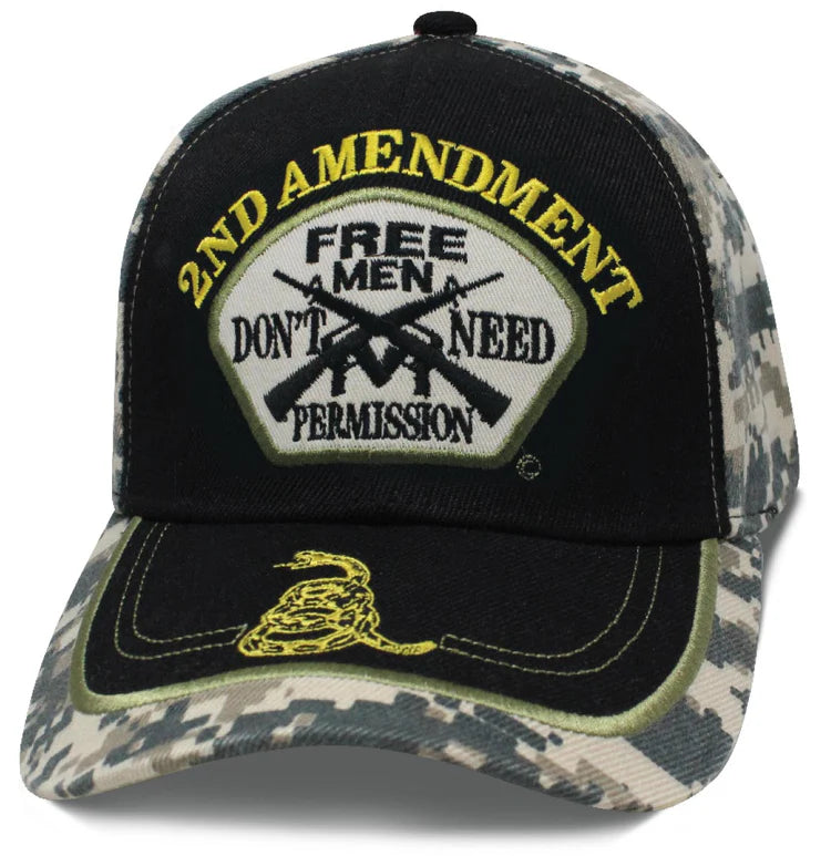 2nd Amendment Free Men Black Digital Camo Cap