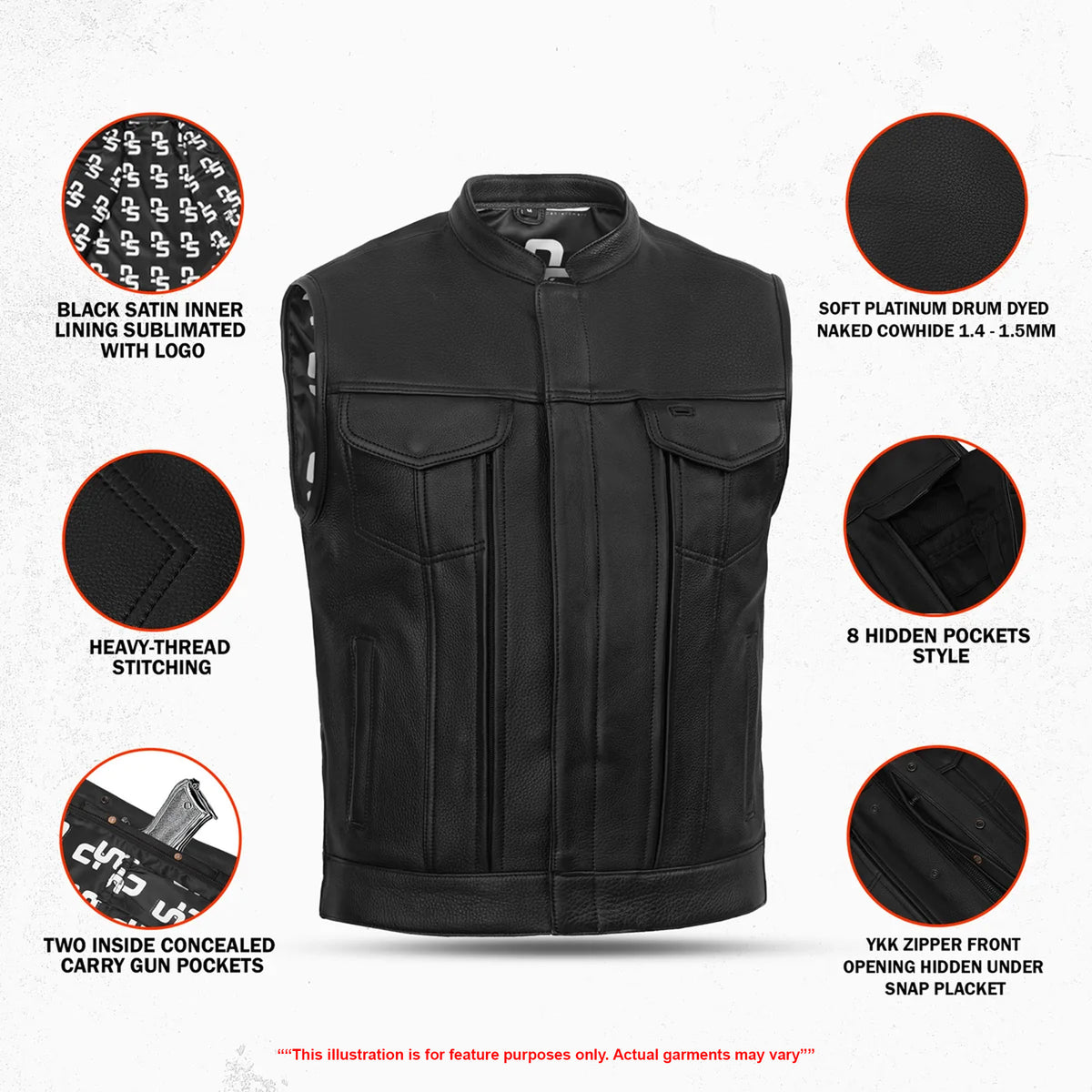 Shockster – Men’s Motorcycle Leather Vest