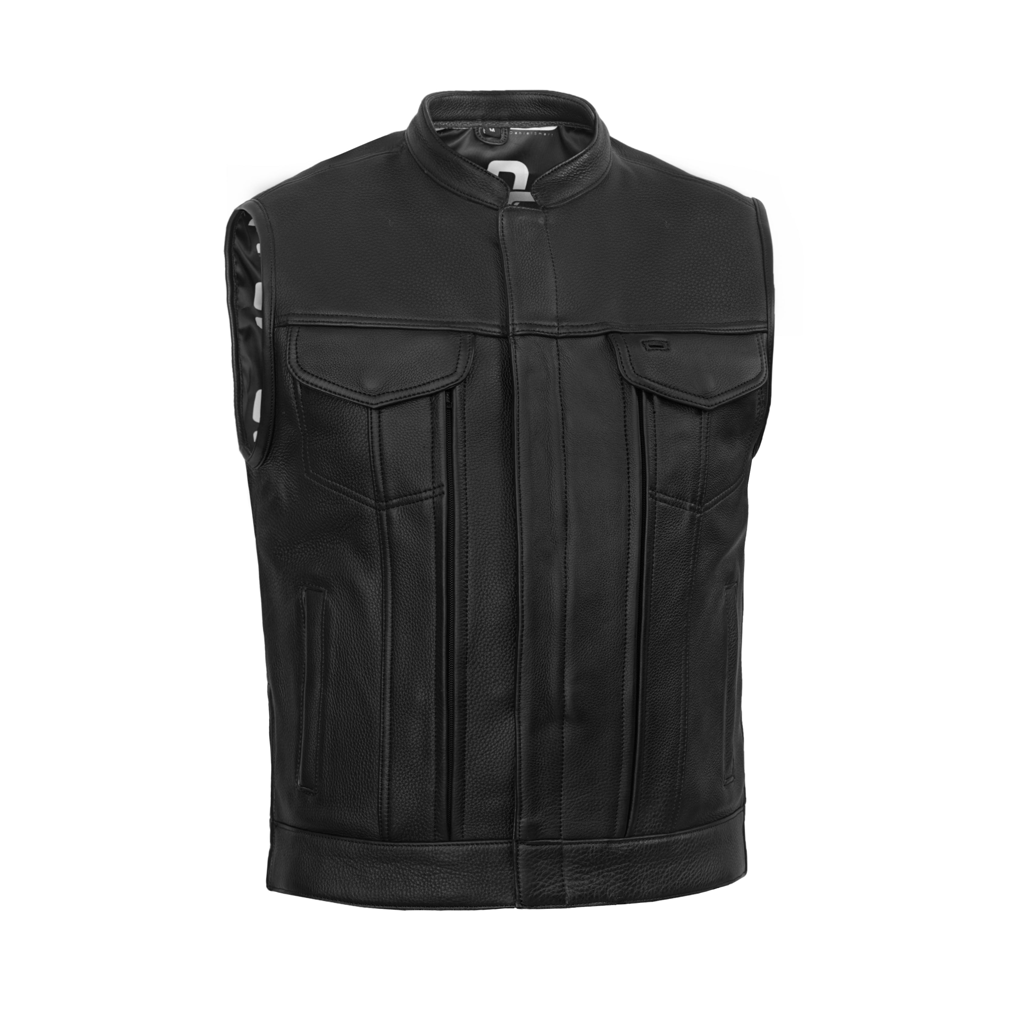 Shockster Men's Leather Vest | Premium Biker Style & Comfort