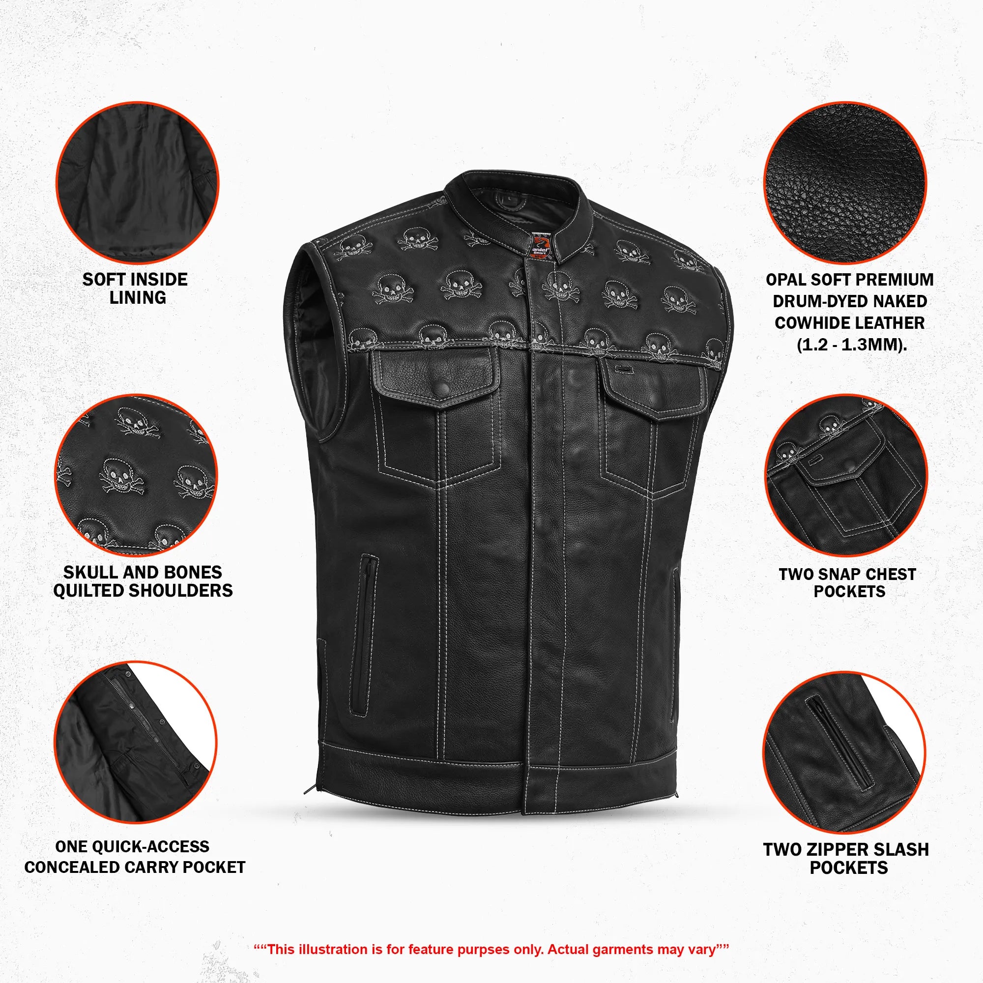 Skullster - Men’s Motorcycle Leather Vest
