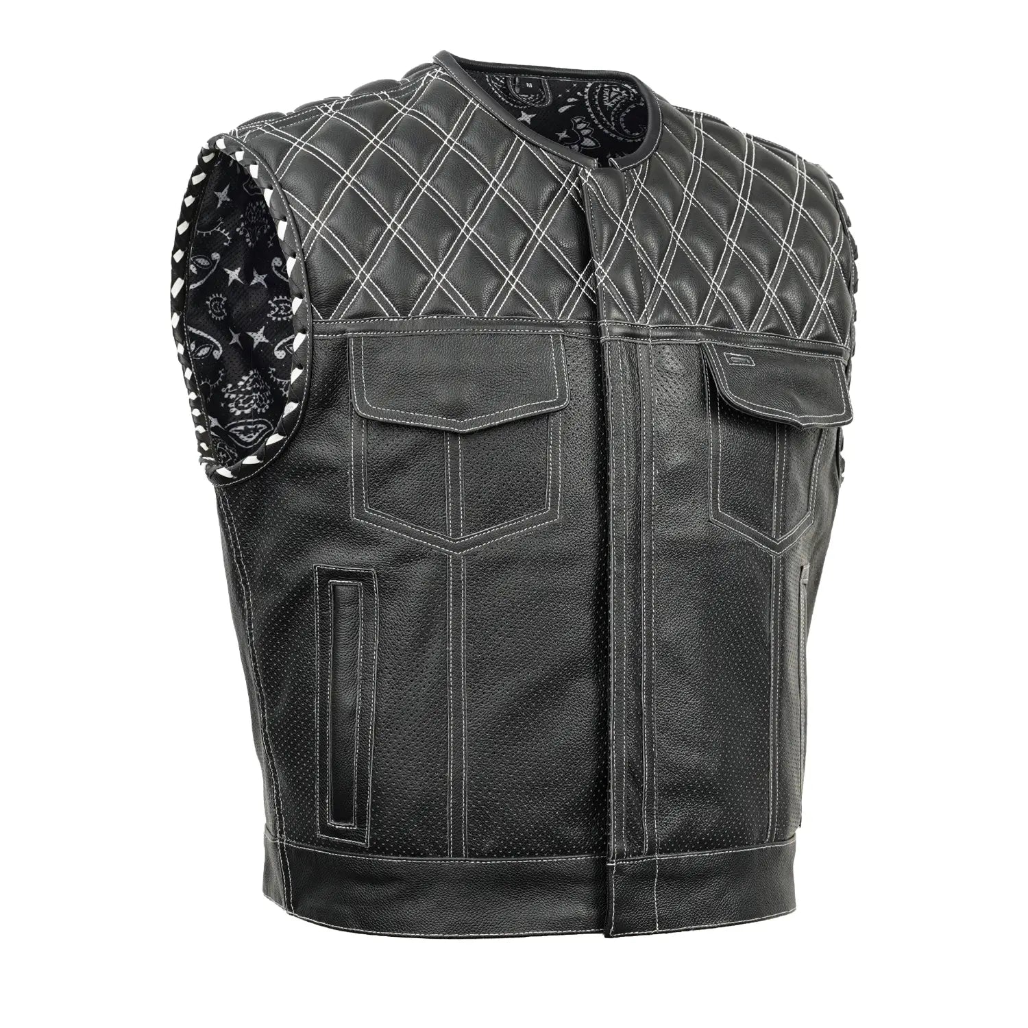 Sledgehammer - Perforated Lowcut Summer Spark Men's Leather Vest