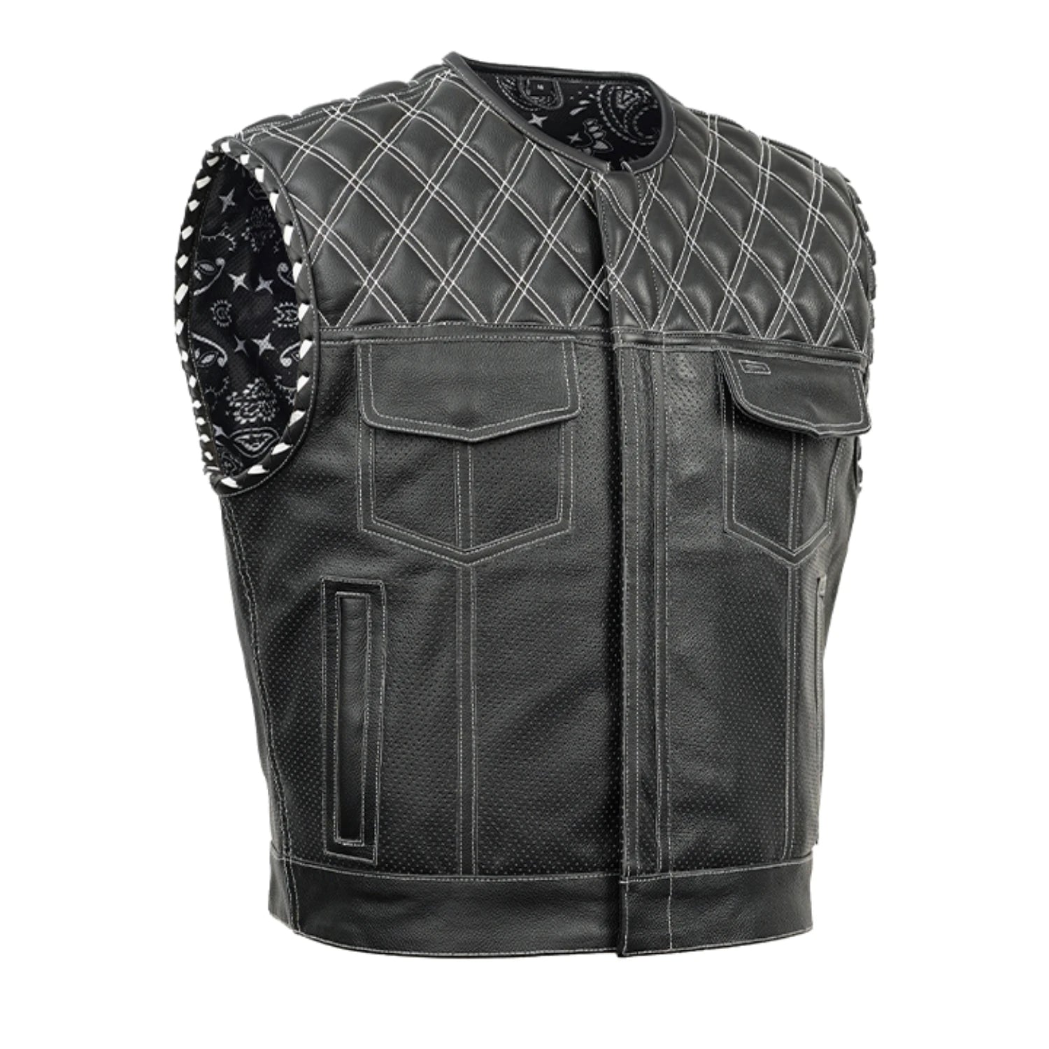 Sledgehammer™ Perforated Lowcut Summer Spark Men's Leather Vest