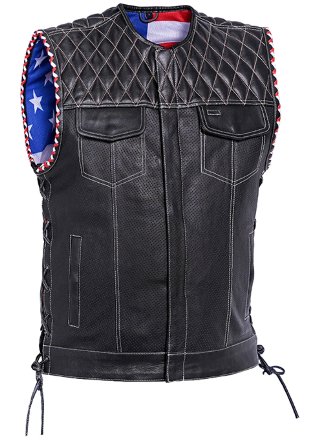 Star Shield™ Men's Motorcycle Leather Vest