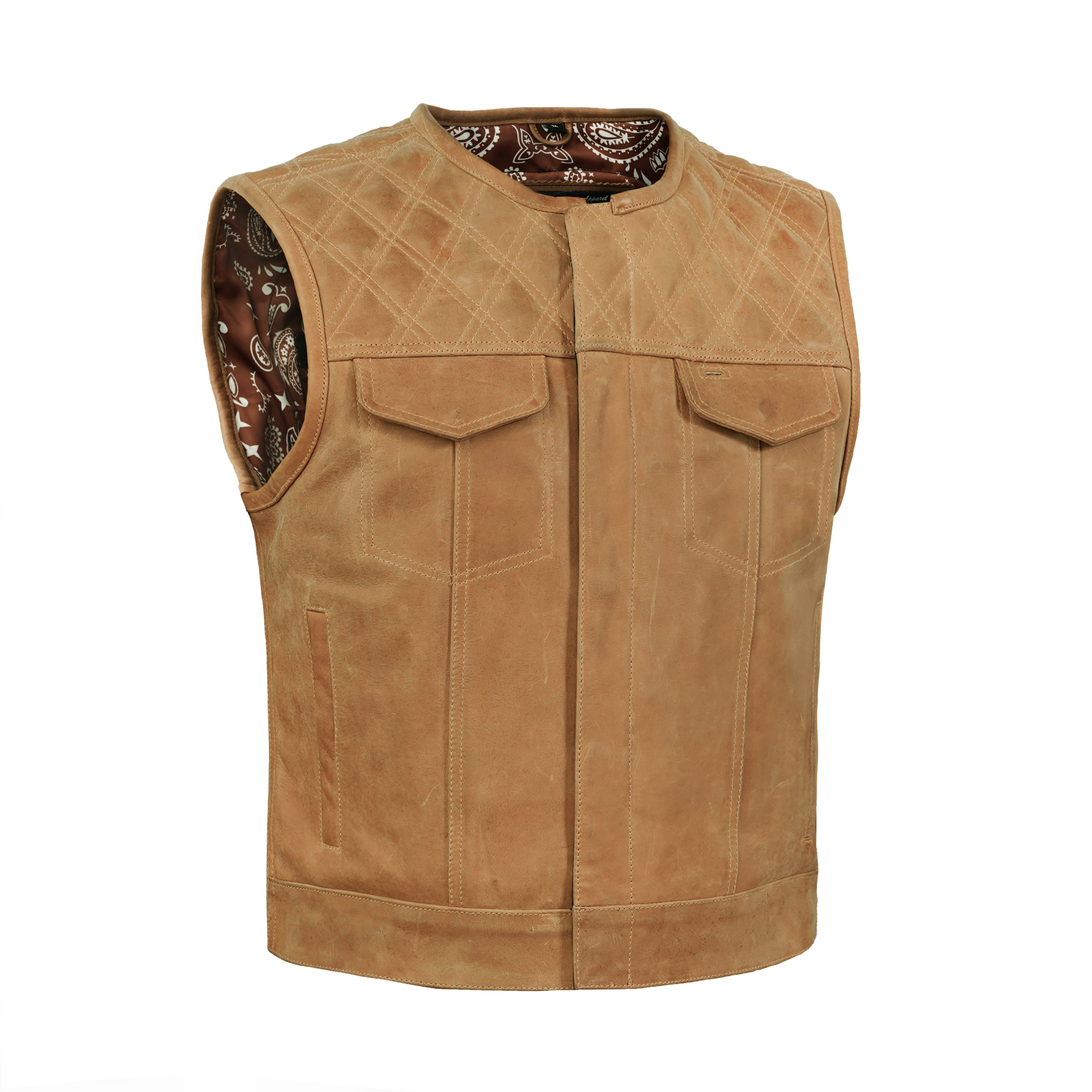 Timberline Men's Leather Motorcycle Vest | Brown Biker Vest