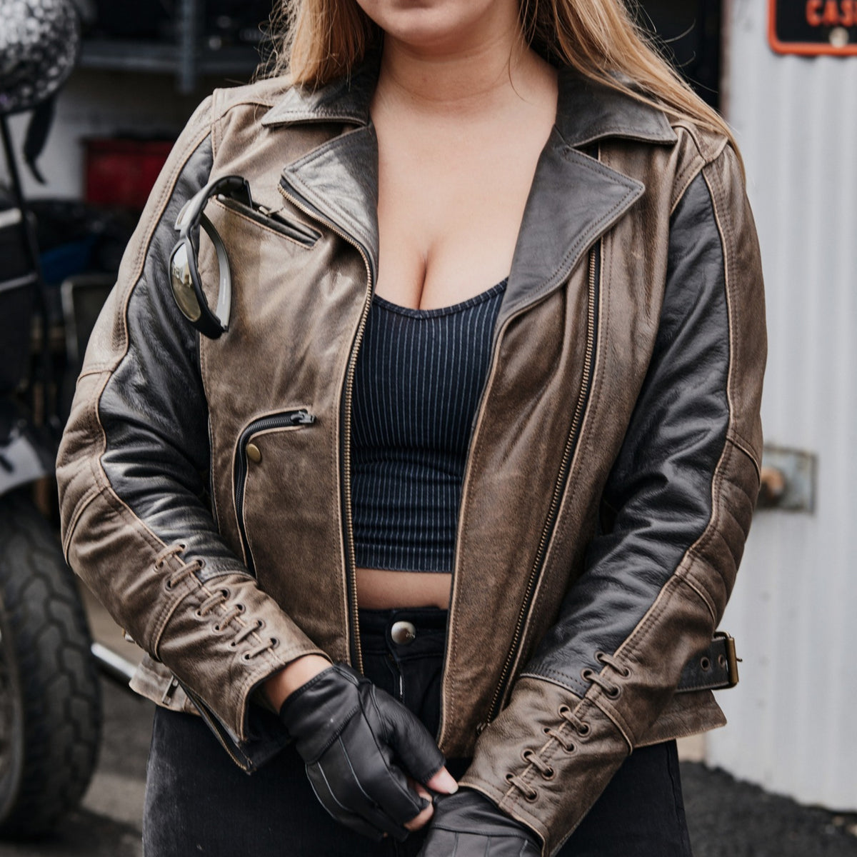 Wild Eclipse Women's Leather Motorcycle Jacket