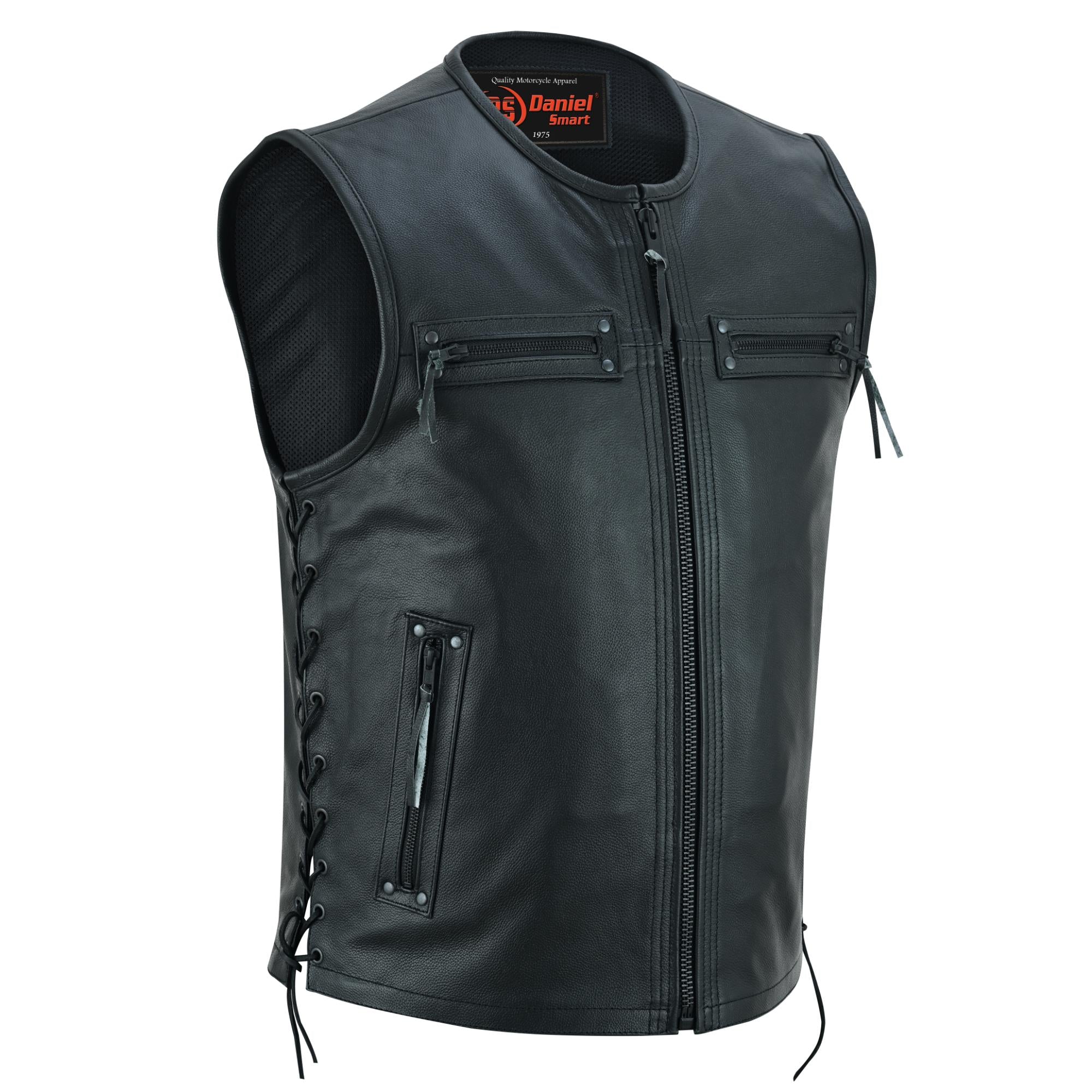 Bandit - Men's Motorcycle Leather Vest-Mens Leather Vests-Daniel Smart Mfg - Retail