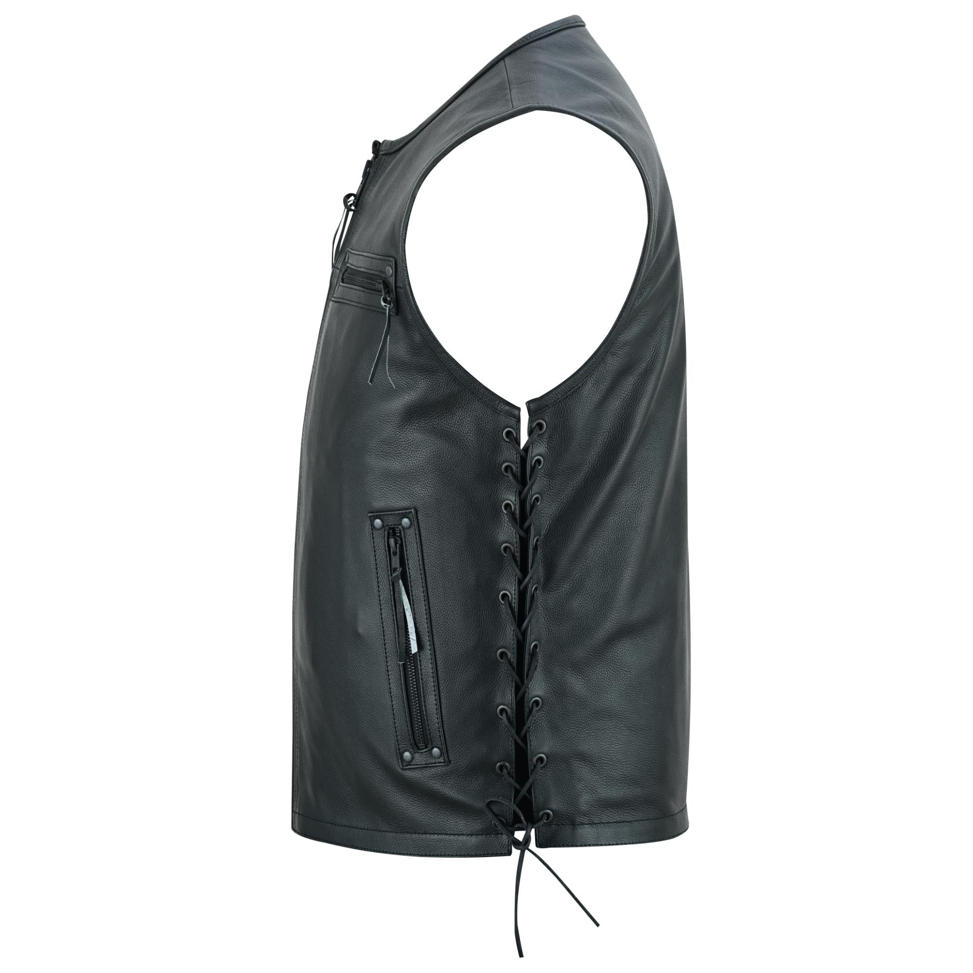 Bandit - Men's Motorcycle Leather Vest-Mens Leather Vests-Daniel Smart Mfg - Retail