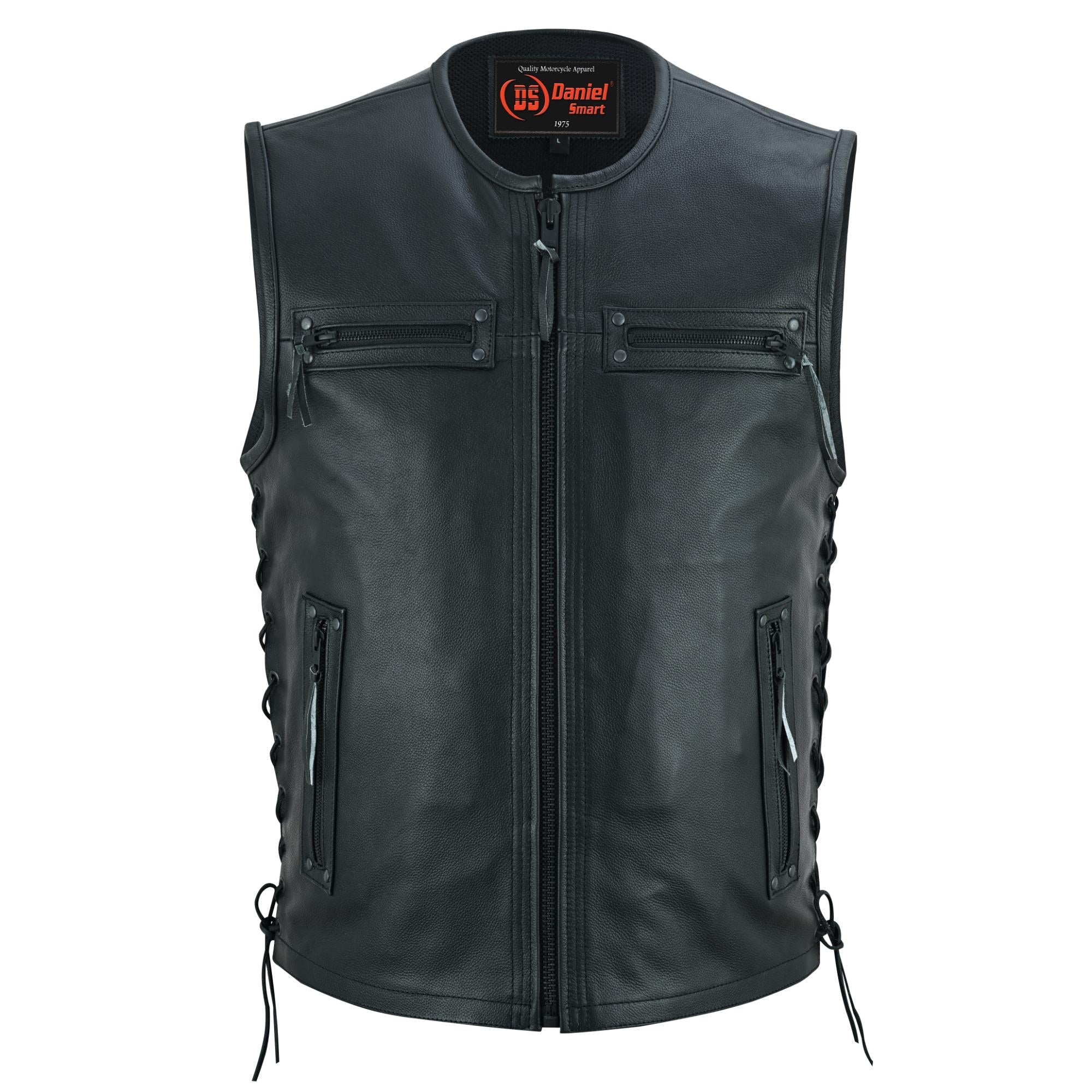 Bandit - Men's Motorcycle Leather Vest-Mens Leather Vests-Daniel Smart Mfg - Retail