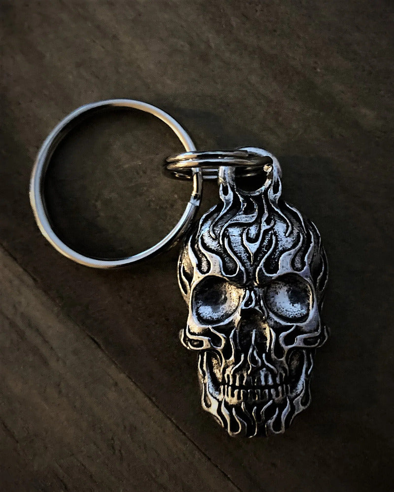 BBK-03 Flame Skull Keychain-Wallet Chains/Key Leash-Daniel Smart Mfg - Retail