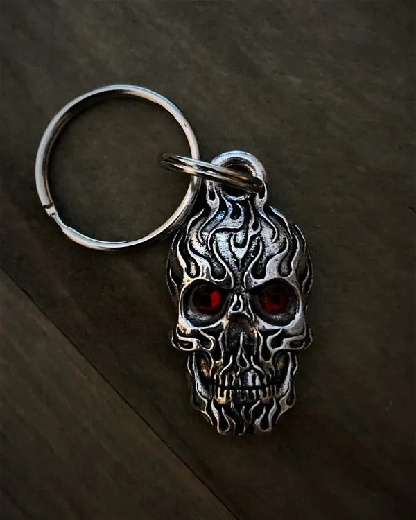BBK-111 Flame Skull Diamond Keychain-Wallet Chains/Key Leash-Daniel Smart Mfg - Retail