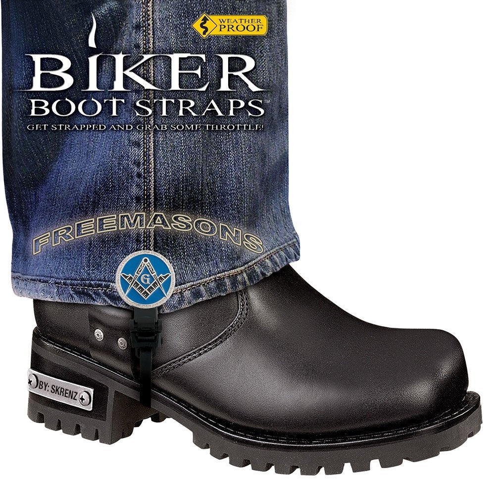 BBS/FM6 Weather Proof- Boot Straps- Freemasons- 6 Inch-Biker Boot Straps-Daniel Smart Mfg - Retail