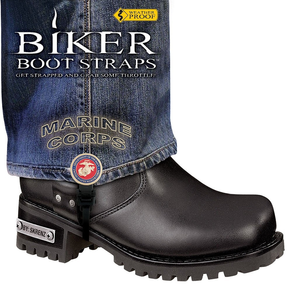 BBS/MR6 Weather Proof- Boot Straps- Marine Corps- 6 Inch-Biker Boot Straps-Daniel Smart Mfg - Retail