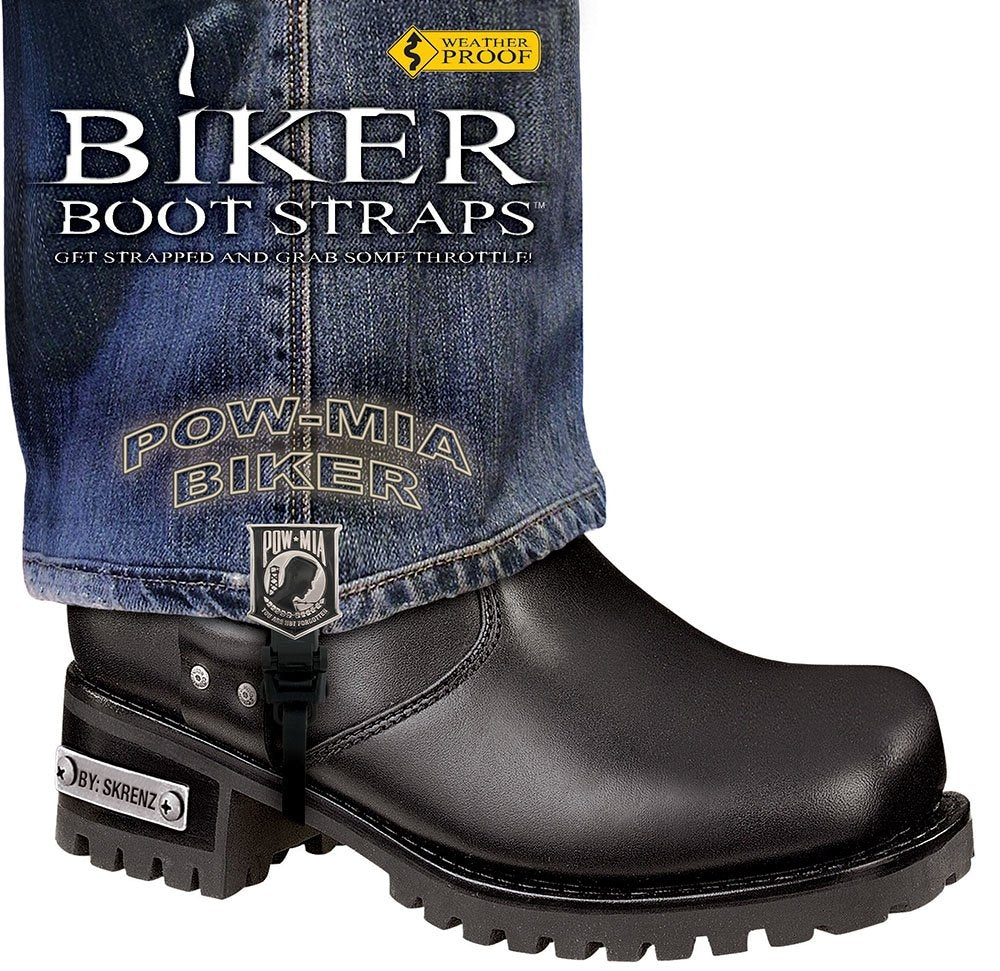 BBS/PW6 Weather Proof- Boot Straps- POW MIA- 6 Inch-Biker Boot Straps-Daniel Smart Mfg - Retail