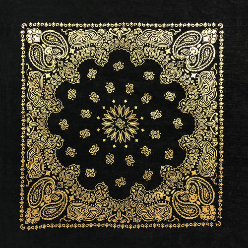 BD2520 Black Gold Metalic Paisley-Bandanas-Daniel Smart Mfg - Retail