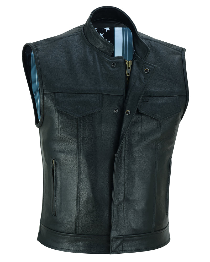 Blaze - Men's Motorcycle Leather Vest-Mens Leather Vests-Daniel Smart Mfg - Retail