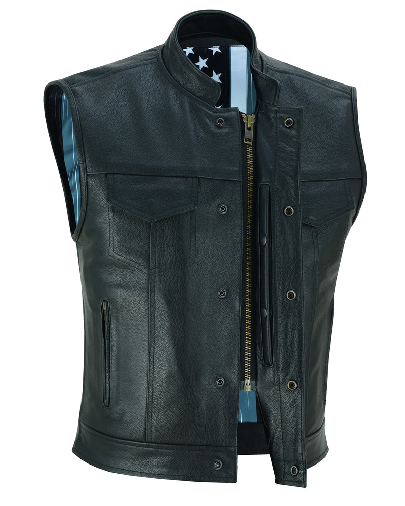 Blaze - Men's Motorcycle Leather Vest-Mens Leather Vests-Daniel Smart Mfg - Retail