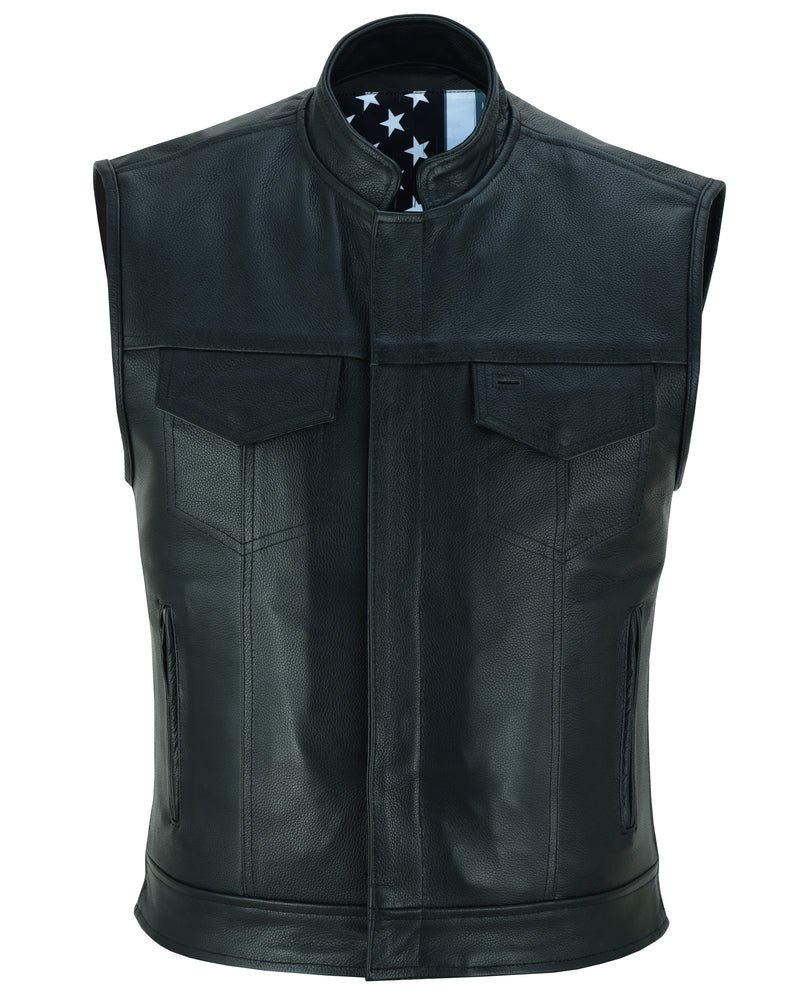 Blaze - Men's Motorcycle Leather Vest-Mens Leather Vests-Daniel Smart Mfg - Retail