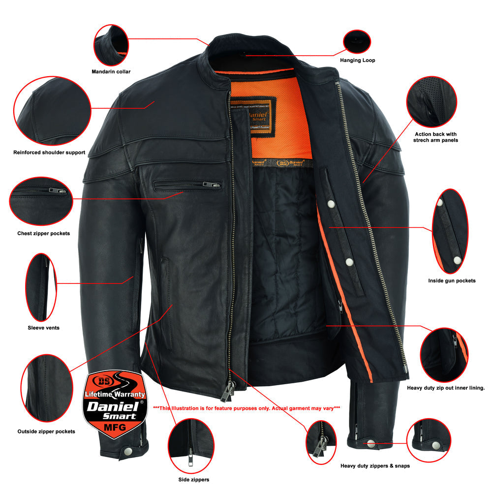 Blizzard - Men's Leather Motorcycle Jacket-Mens Leather Motorcycle Jackets-Daniel Smart Mfg - Retail