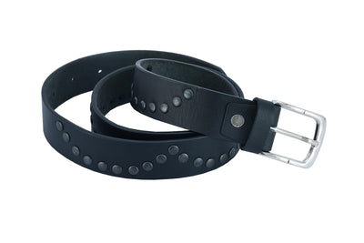 BLT2014 Super Cool Curved Pattern Studded Leather Belt-Belts-Daniel Smart Mfg - Retail