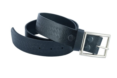 BLT2015 Timeless Black Basket Weave Pattern Leather Belt-Belts-Daniel Smart Mfg - Retail