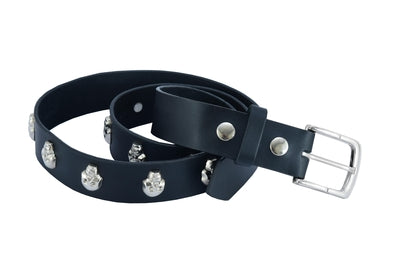 BLT2017 Skull Heads Black Genuine Leather Belt-Belts-Daniel Smart Mfg - Retail